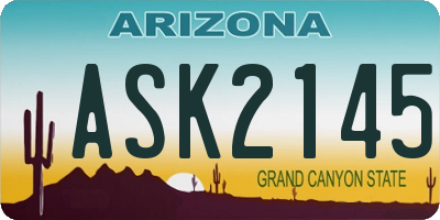 AZ license plate ASK2145