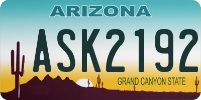 AZ license plate ASK2192