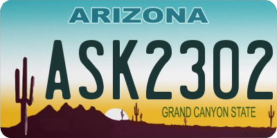 AZ license plate ASK2302