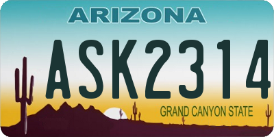 AZ license plate ASK2314