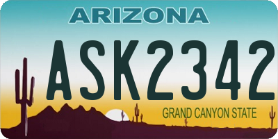 AZ license plate ASK2342