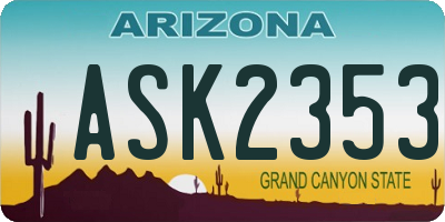 AZ license plate ASK2353