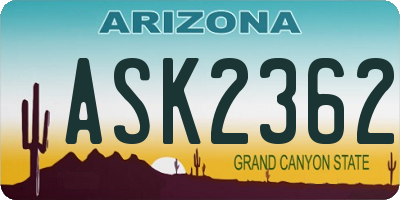 AZ license plate ASK2362