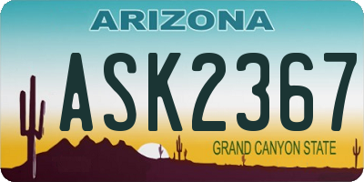 AZ license plate ASK2367