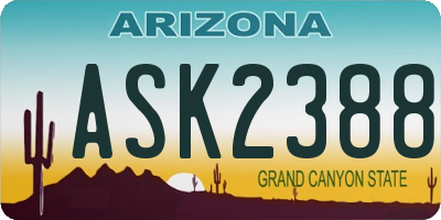 AZ license plate ASK2388