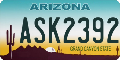 AZ license plate ASK2392