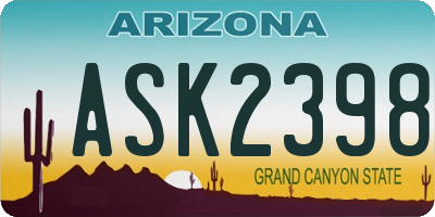 AZ license plate ASK2398