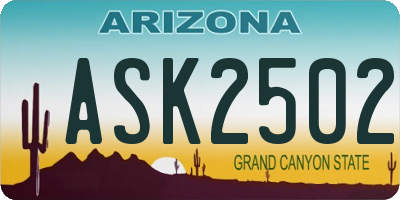 AZ license plate ASK2502