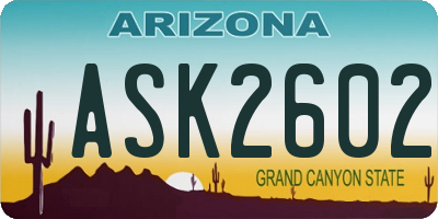 AZ license plate ASK2602