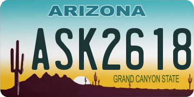 AZ license plate ASK2618