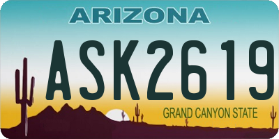 AZ license plate ASK2619