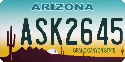 AZ license plate ASK2645
