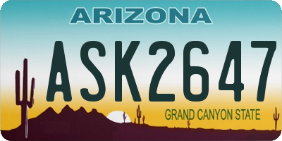 AZ license plate ASK2647