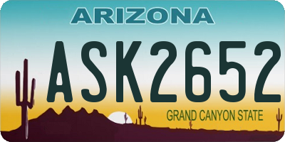 AZ license plate ASK2652