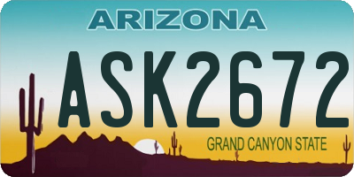 AZ license plate ASK2672