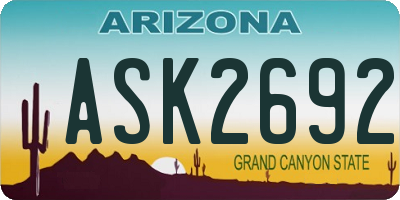 AZ license plate ASK2692