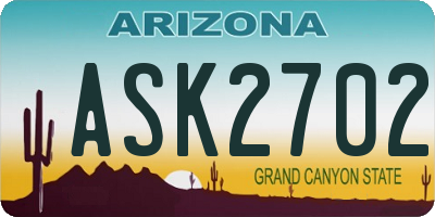 AZ license plate ASK2702