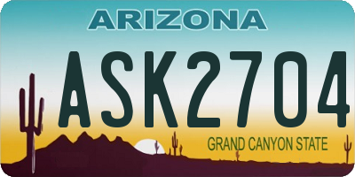 AZ license plate ASK2704