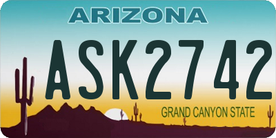 AZ license plate ASK2742