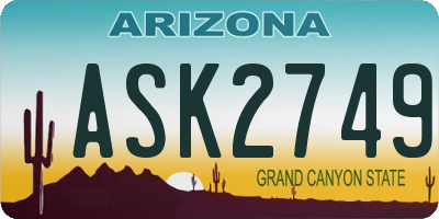 AZ license plate ASK2749