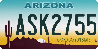 AZ license plate ASK2755