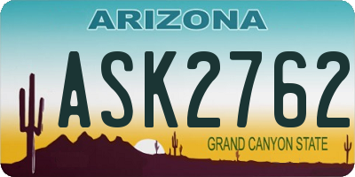 AZ license plate ASK2762