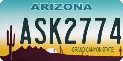 AZ license plate ASK2774
