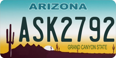 AZ license plate ASK2792