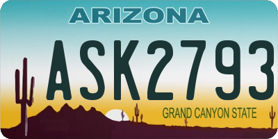 AZ license plate ASK2793