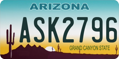 AZ license plate ASK2796