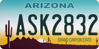 AZ license plate ASK2832