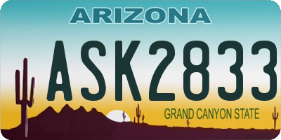 AZ license plate ASK2833