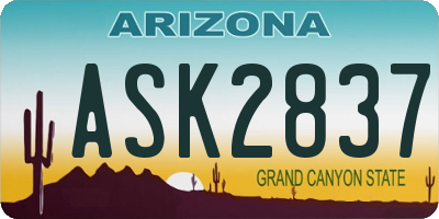 AZ license plate ASK2837