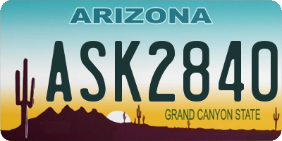 AZ license plate ASK2840