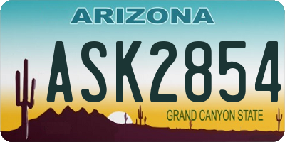 AZ license plate ASK2854