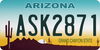 AZ license plate ASK2871