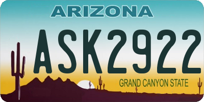 AZ license plate ASK2922