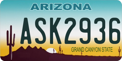 AZ license plate ASK2936