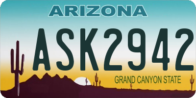 AZ license plate ASK2942
