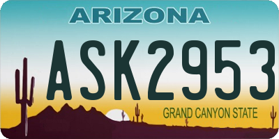 AZ license plate ASK2953
