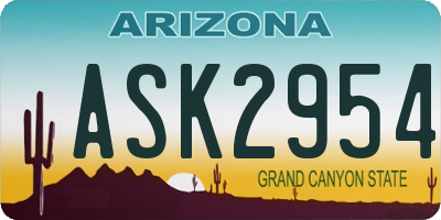 AZ license plate ASK2954