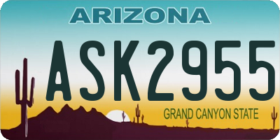 AZ license plate ASK2955