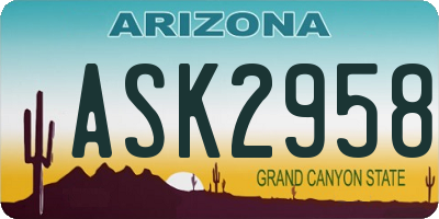 AZ license plate ASK2958