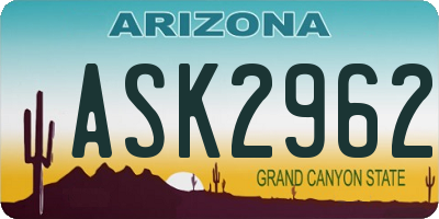 AZ license plate ASK2962