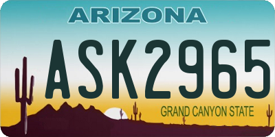 AZ license plate ASK2965