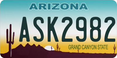 AZ license plate ASK2982