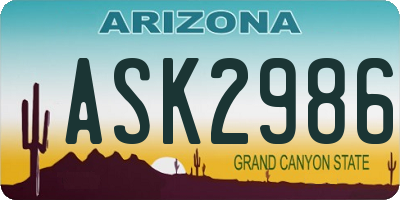AZ license plate ASK2986