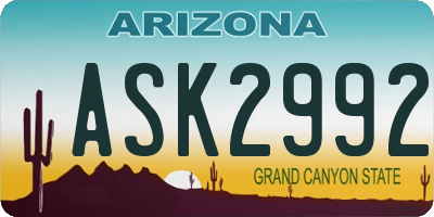 AZ license plate ASK2992