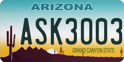AZ license plate ASK3003