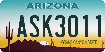 AZ license plate ASK3011